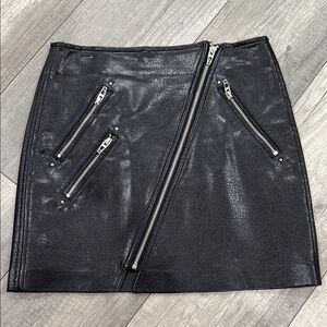 Revolve Black Leather Moto Skirt